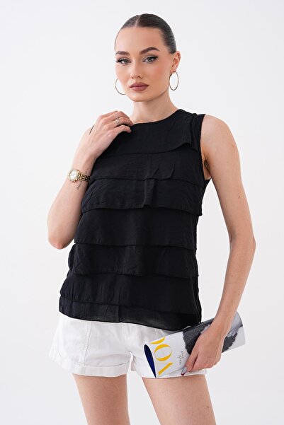 ŞİMAL Women's Layered Detailed Sleeveless Blouse 260605 -