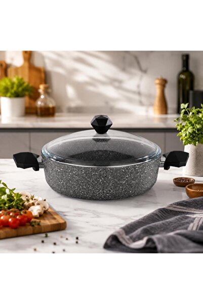 Schafer Cory Fireproof Non-Stick 24 cm Flat Pot Tkebt Gray