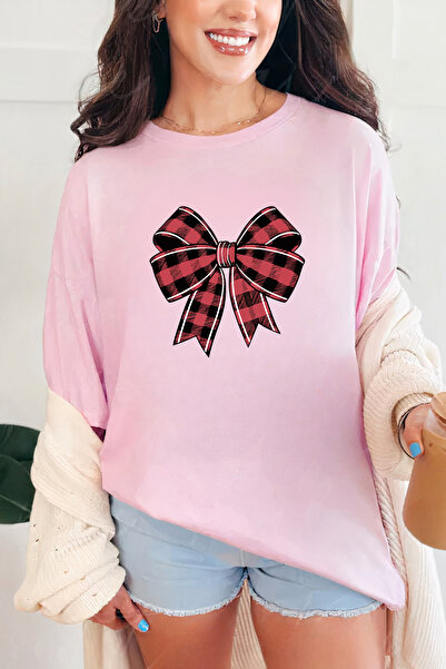 Sarah's Boutique Women's T-shirt – 100% cotton – Plaid Bow
