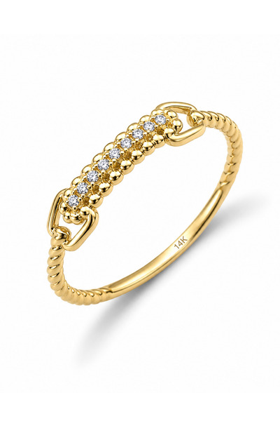 KAIROS JEWELRY 14 Ayar Altın Taşlı Zincir Detaylı Yüzük