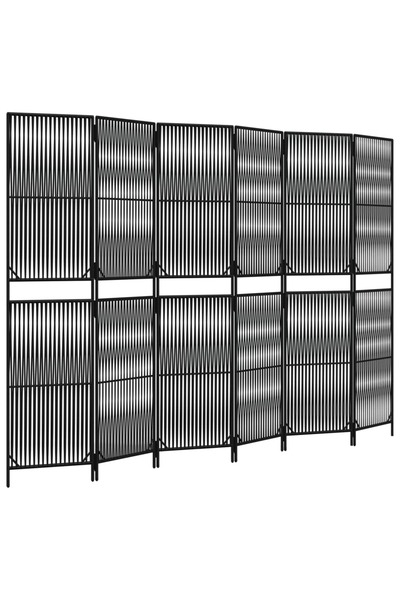 vidaxl Separator de cameră cu 6 panouri, negru, poliratan