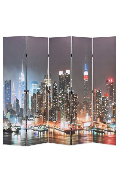 vidaxl Paravan cameră pliabil, 200x170 cm, New York pe timp de noapte