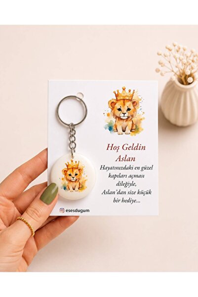 Handmade Aslan Temalı Kişiye Özel Epoksi Anahtarlık 10'lu Set | Kartlı Doğum ...