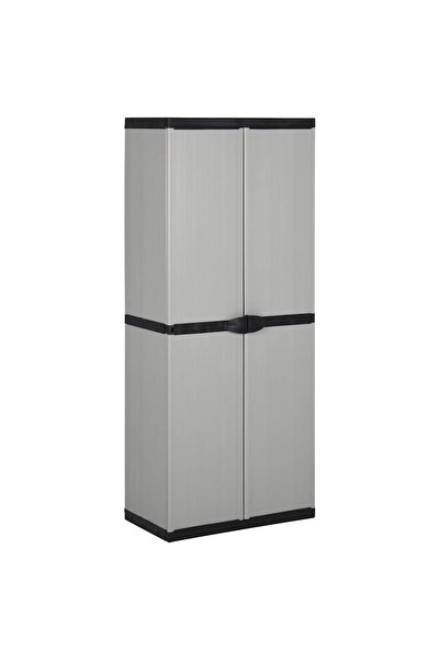 vidaxl Dulap de depozitare grădină cu 3 rafturi gri/negru 68x40x168 cm