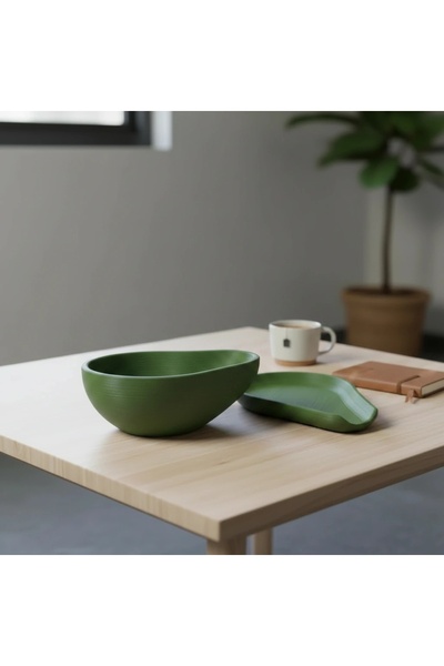 OEM Bol decorativ formă avocado, 17 cm, imprimare 3D, plastic