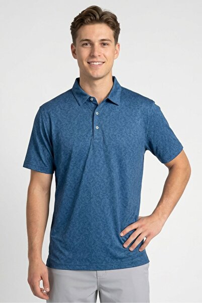 Greg Norman Men Sportswear Fit Short Sleeve Golf Polo Shirt, Dark Blue