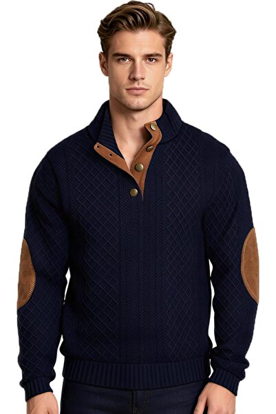 casme Men's Casual Stand Collar Knitted Pullover Long Sleeve Quarter-Button C...
