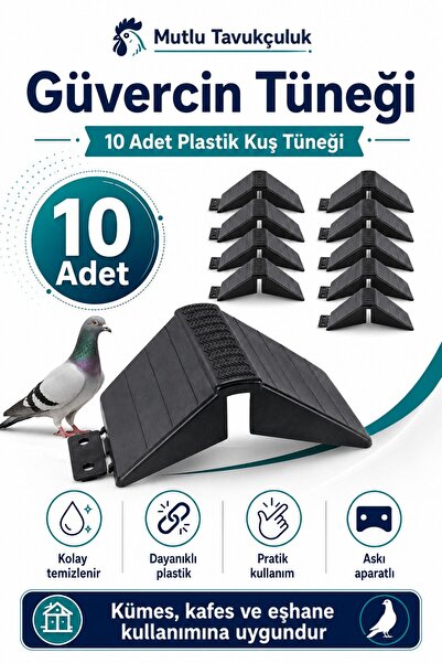 MUTLU TAVUKÇULUK 10 Adet Güvercin Tüneği Siyah Plastik Askı Aparatlı Duvar Ti...
