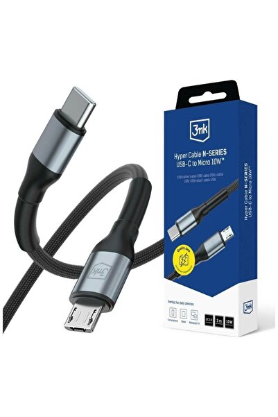 3MK Cablu de încărcare și date Hyper N-SERIES USB-C la Micro-USB, 10W, 2A, 3m...