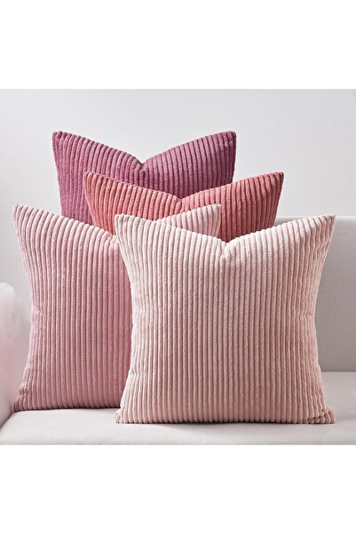 Topfinel Huse de pernă decorative roz 40x40 cm, Set de 4, Huse decorative moi...