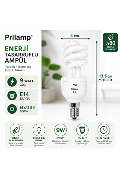 Dila’s home 9 Watt | Tasarruflu Ampül | Beyaz Işık | E14 Duy'lu
