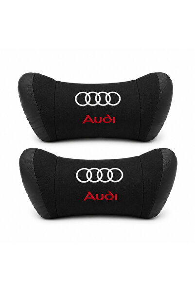 Noname Audi Logolu Araç Boyun Yastığı 2’li Set – Siyah Oto Koltuk Başlık Yastığı