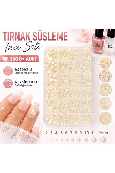 Venalisa 3500+ Adet Tırnak Süsleme İnci Taş Nail Art Taş