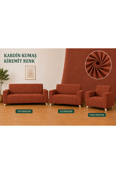 Akbal Home Klasik 3+2+1+1 Koltuk Örtüsü Likralı Tüm Çevre Giydirme Alttan Las...