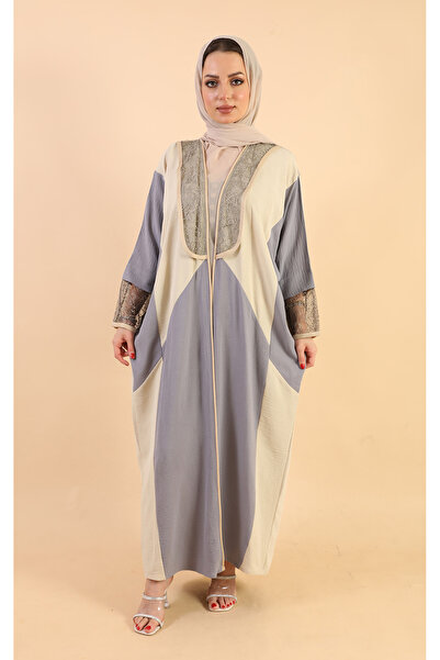 Stylish Fashion عباية من ستايلش فاشن لنن لف مزينة بالدانتيل