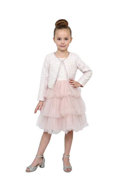 Bidani - Girls' 2-Piece Tulle Tiered Party Dress - Blush Pink - 2Y to 12Y