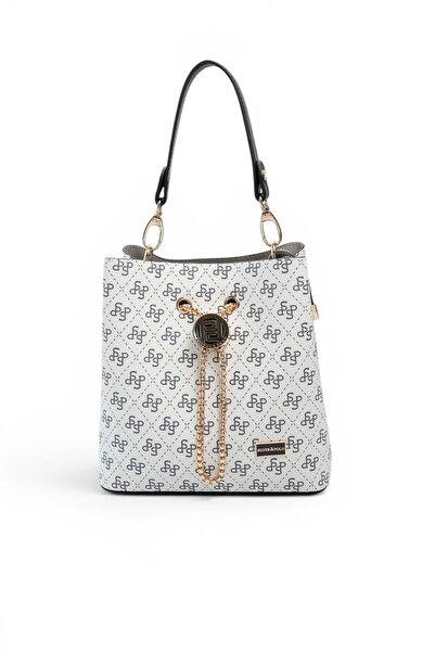 Silver Polo White - Black Monogram Women's Crossbody Bag Sp967