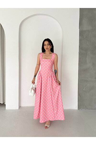 Bella Breeze Rochie midi cu guler pătrat cu imprimeu cu buline Rochie elegant...