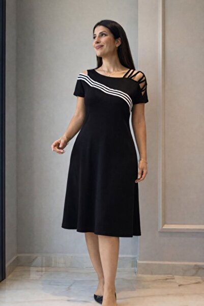 Wear Up Rochie de damă cu mâneci scurte, cu detaliu cu panglică deschisă la u...