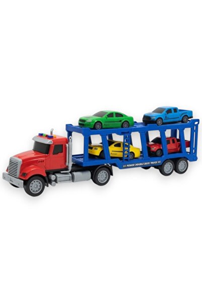 Avaleea Trailer cu Frictiune, Lumini si Sunete + 4 Masinute Incluse, Jucarie ...