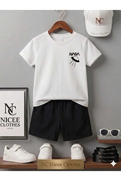 NC Nicee Clothes تي شيرت صيفي للأطفال قصير الأكمام للجنسين (طباعة إيموجي أسود...