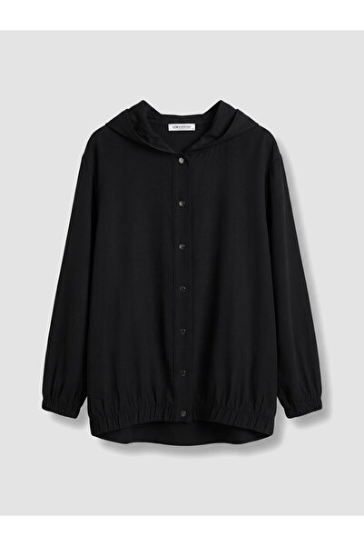 LC Waikiki Black hooded women's tunic from gulis clothing