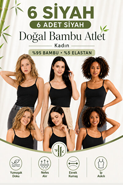 Loule Tricou de bază pentru femei, 6 piese, cu bretele din fir de bambus 95% ...