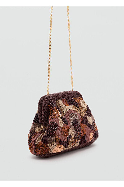 MANGO Woman Çok renkli boncuklu clutch çanta