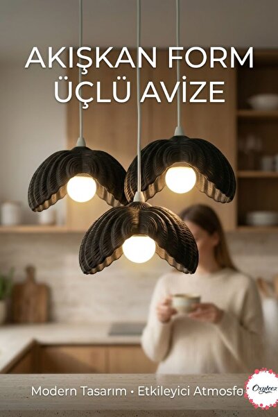 Oxyteez Organik Salon Plastik Ledli Sarkıt Avize Dekoratif Tavan Aydınlatması...