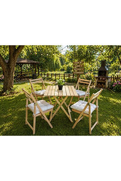 TIPLAMAZ Ahşap katlanır masa sandalye takımı 60x90 bahçe piknik 4 sandalye 1 ...