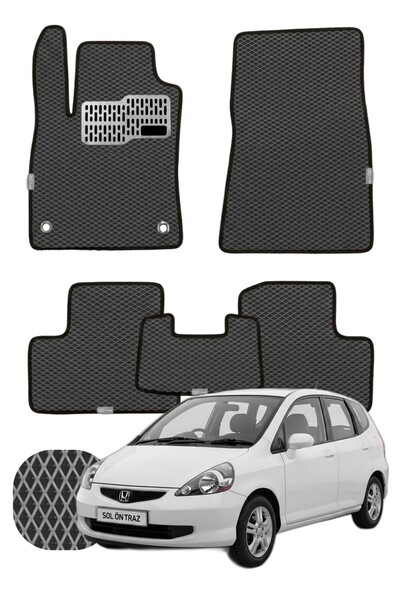 UNAL MAT Honda Jazz HB 2001-2008 Özelleştirilebilir Tam Set Premium EVA Paspa...