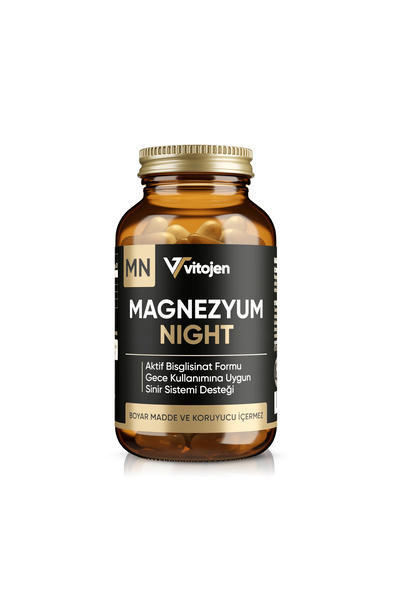 Vitojen Magnezyum Night | Bisglisinat Formu ve Aktif B6 | Gece Kullanımına Uy...