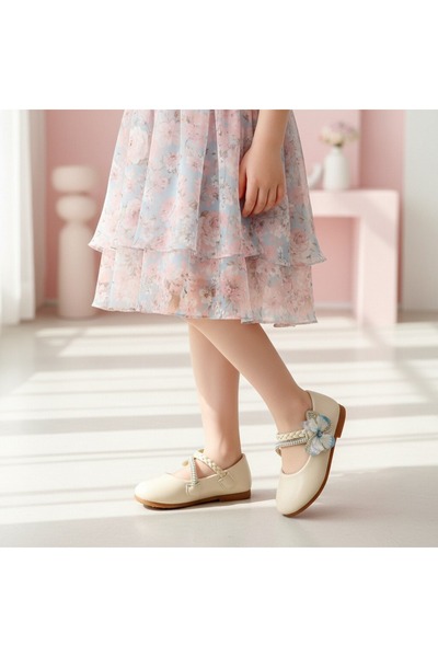 OEM Pantofi casual pentru fete, cu aplicație fluture și perle decorative, pie...