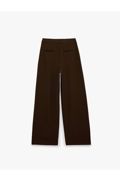 Koton Pantaloni Palazzo cu buzunare plisate și nasturi, cu picior larg