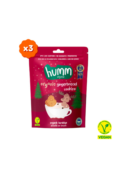 Humm Organic Organik Vegan Zencefilli ve Tarçınlı Kurabiye - 3 adet