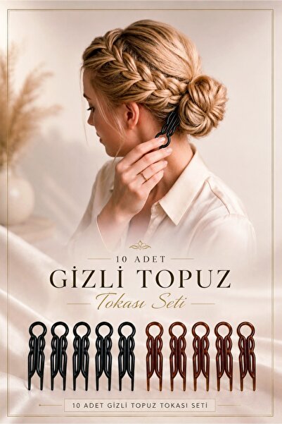 invictus design Kadın Siyah Kahverengi Gizli Topuz Tokası Saç Düzenleyici Saç...