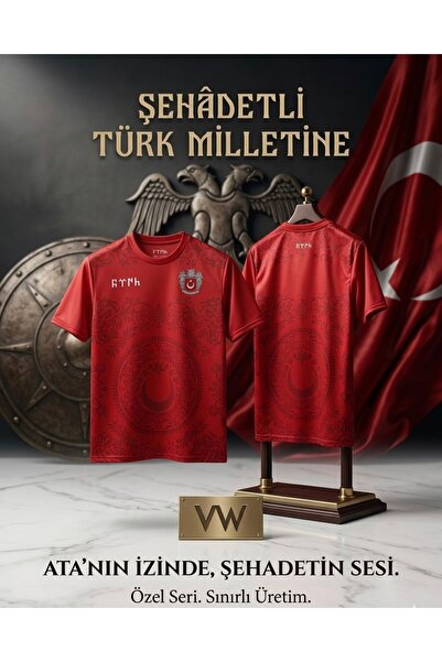 UFKSTORE Türkiye Bozkurt Armalı Kırmızı Mikro T-shirt