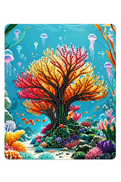 iğne izi Hı Stone 5D Diamond Stone Processing Kit Painting 21X25 cm Tree Patt...