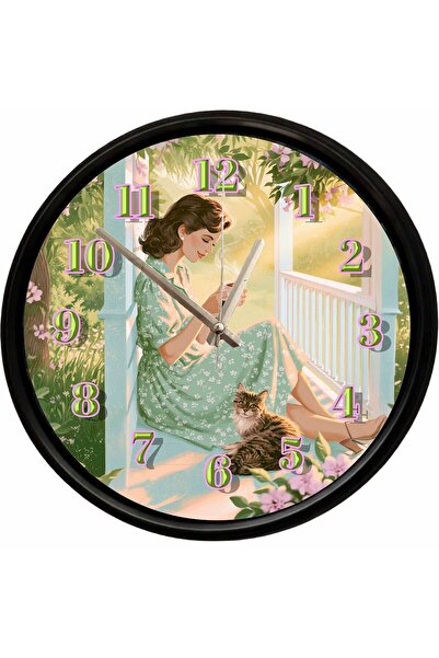Caseras Coffee Enjoyment and Cat-Themed Decorative Wall Clock on the Veranda ...