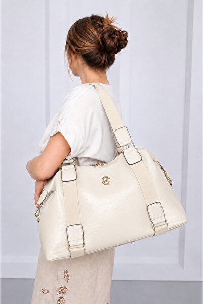 MILANOFOX Large Size Cream Soft Leather Women's Hand & Shoulder Bag – Stylish...