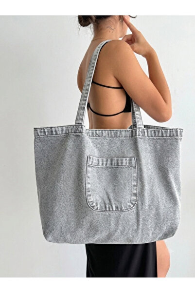 PASSTELL Women's Large Size Denim Jeans Beach and Shoulder Bag with Front Poc...