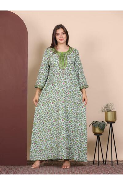 AFandina Spring Rose Jalabiya – Loose Fit Design with 3/4 Sleeves