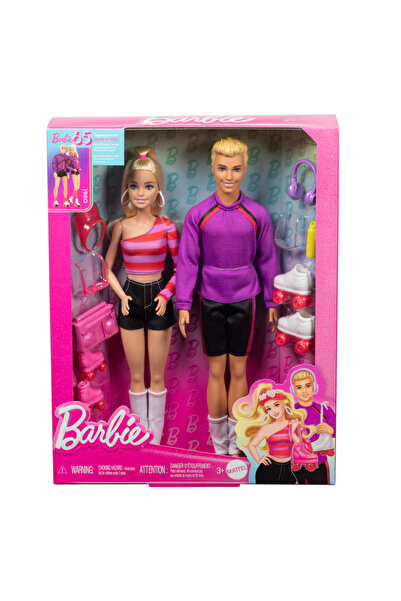 Barbie Set 2 papusi Fashionistas, 65th Anniversary, si Ken cu 6 accesorii, HXK90