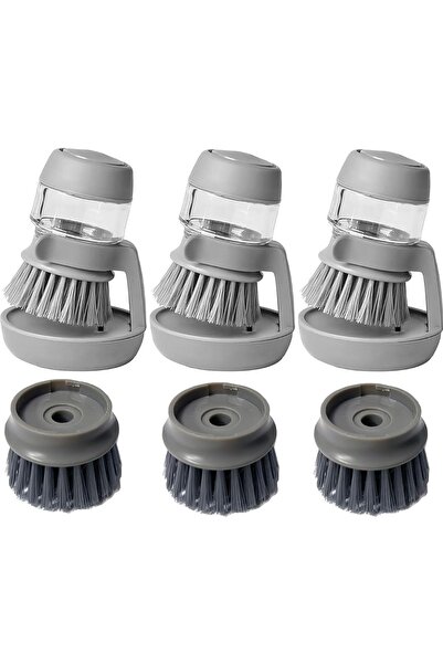 OEM Perie pentru spălat vase cu dozator de lichid Set 3 bucăți Gri