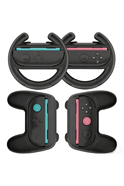 OEM Volan pentru Jocuri Joy-Con Ergonomic Set 4 Bucăți Negru Accesorii