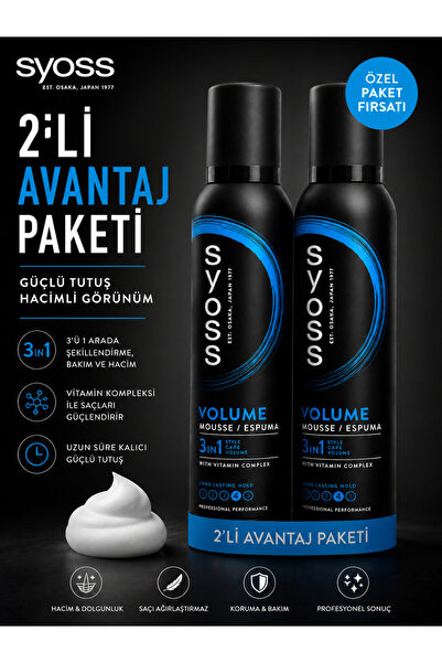 Syoss Volume Mousse - Hacim Veren Saç Köpüğü 250 ml X 2 Adet