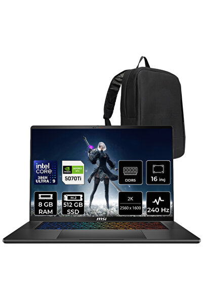 MSI Stealth 16 AI+ Intel Core Ultra 9-386H RTX 5070 Ti 12GB 125W 8GB RAM 512G...