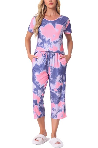 OEM Pijamale Damă Complet cu Mâneci Scurte Pantaloni cu Buzunare Violet M