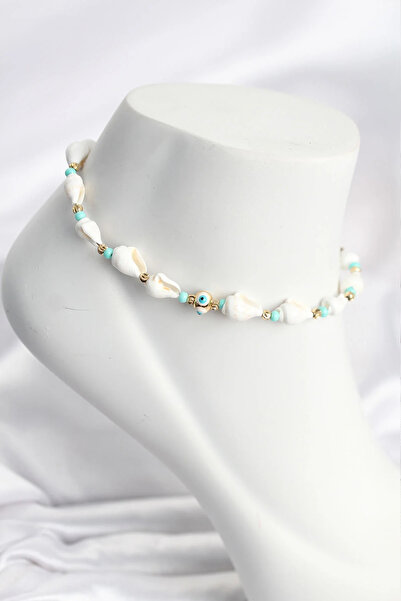 Marsilyan Nvdn- Sea Shell Evil Eye Bead Detailed Model Anklet Iegrs-Nvdn1