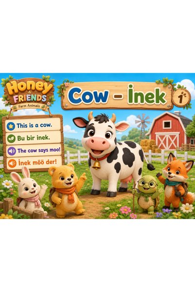 UAStudio Papelia Honey and Friends Farm Animals – English Turkish Farm Animals Activity Book